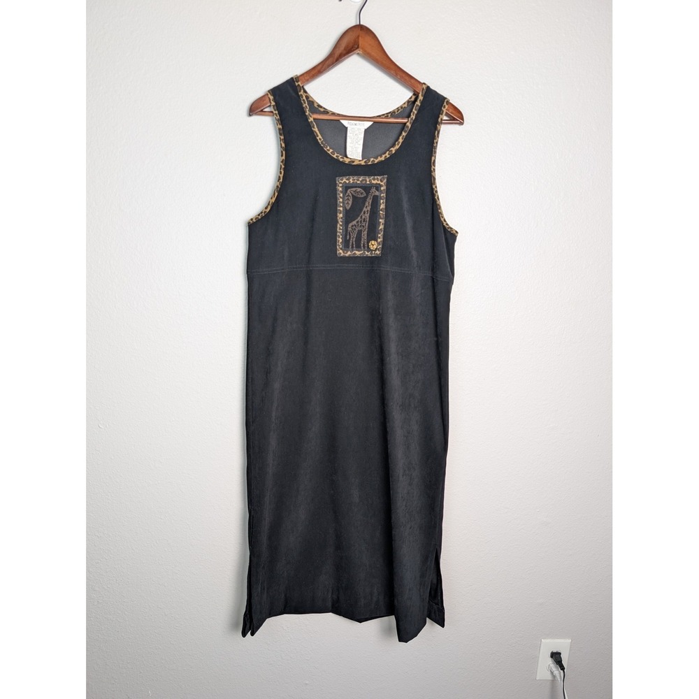 Accalino Petite Dress Womens 10P Black‎ Shift Midi Sleeveless Side Slit